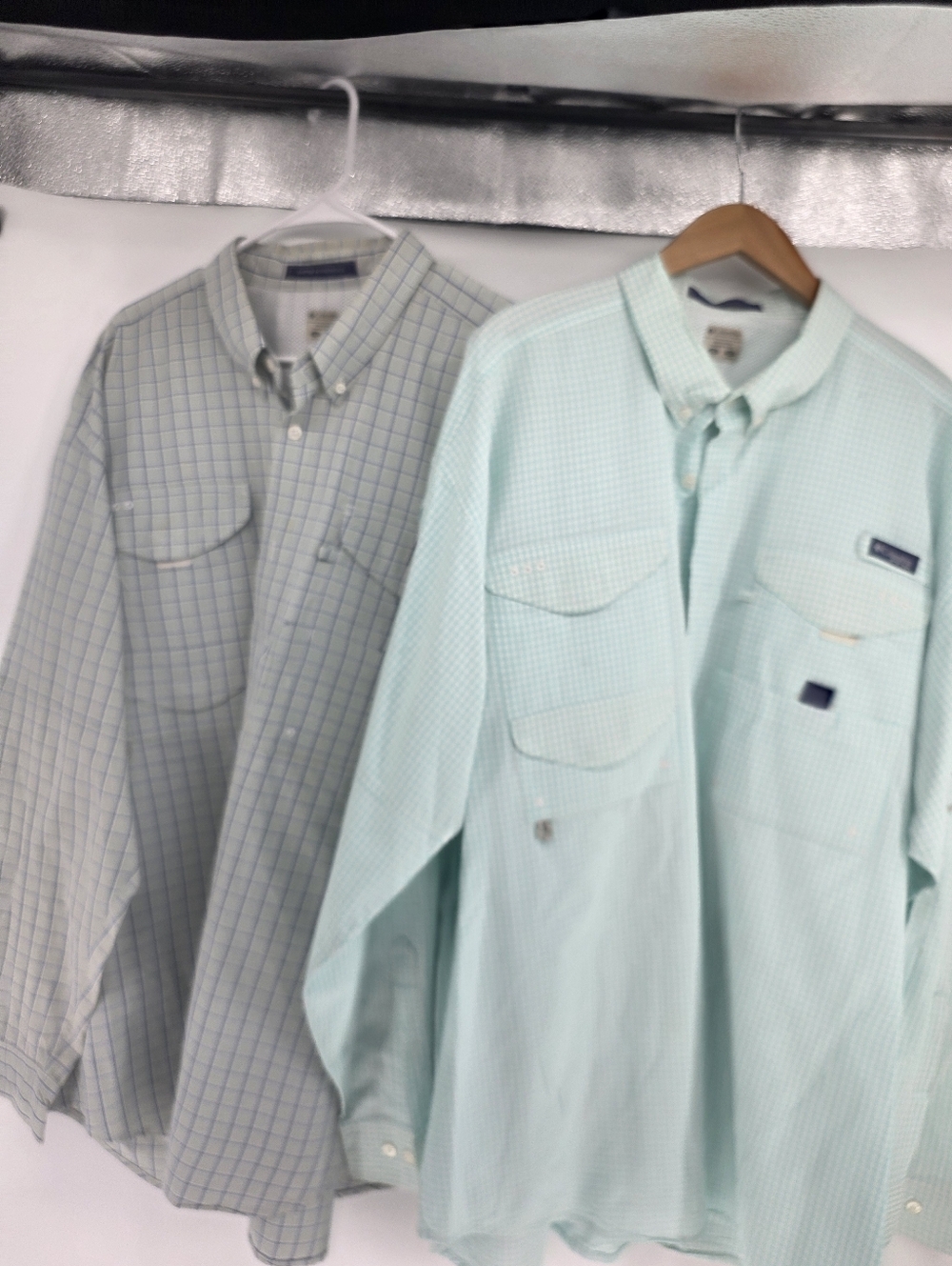 Lot of 2 Columbia Super Bonehead Fishing Shirt Men 2XL Checkered Vent Green